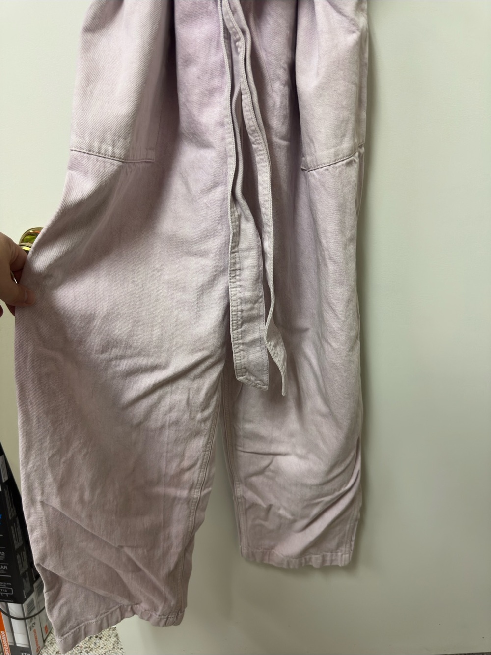 Old Navy Pale Lavender Button-Front Jumpsuit with Tie - Picture 2 of 4